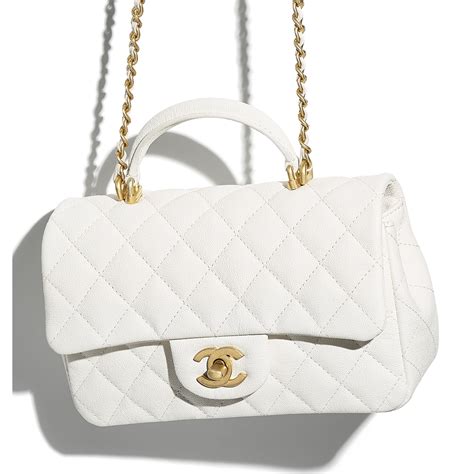 chanel small flap bag with top handle white|vintage Chanel flap bag small.